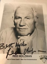 Red Holzman Autographed 8x10 Photo New York Knicks JSA COA HOF Coach