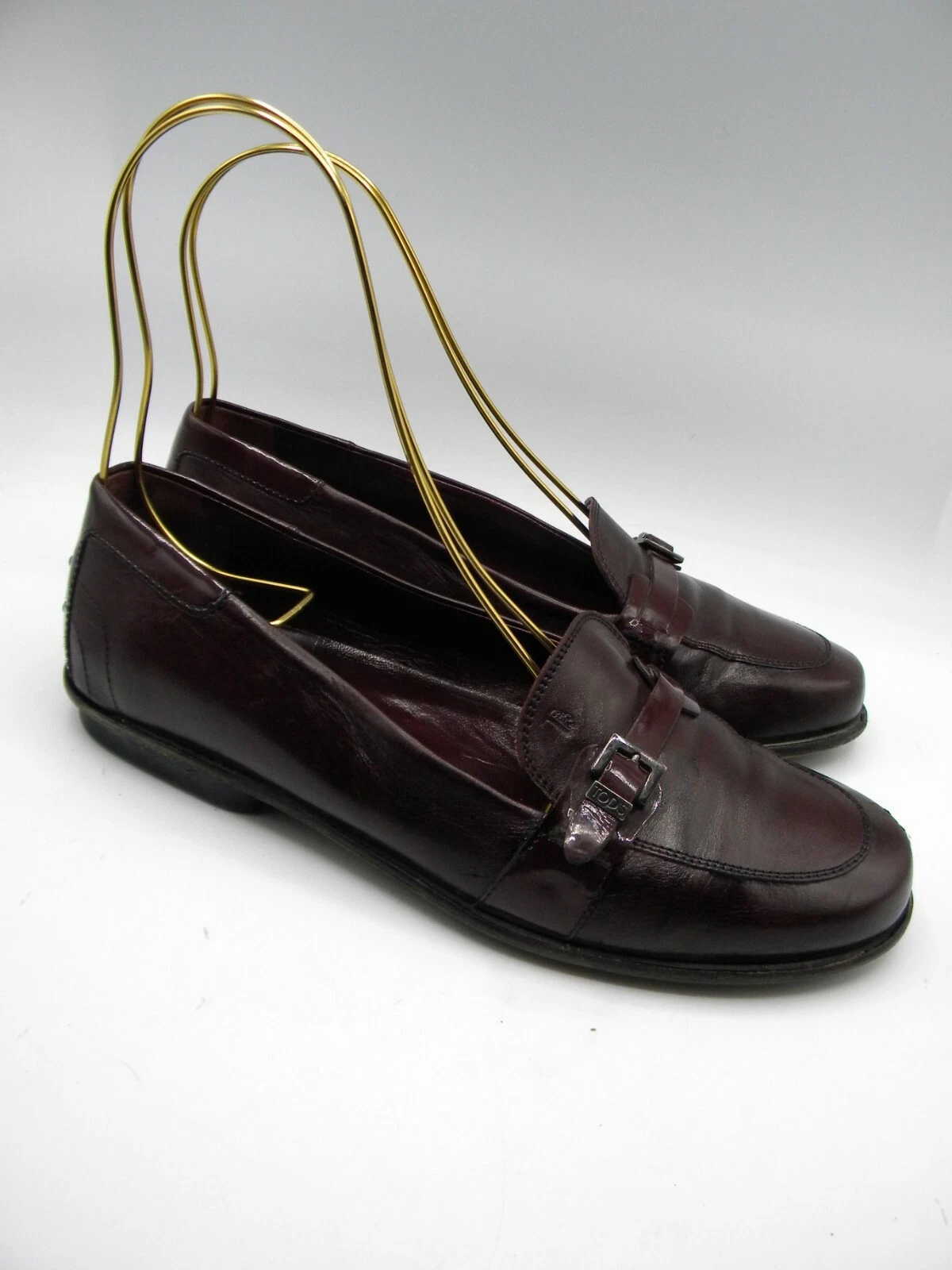 TOD’S Mocassini TOD'S Burgundi (vino) in pelle con fibbia argento taglia 39 5 B