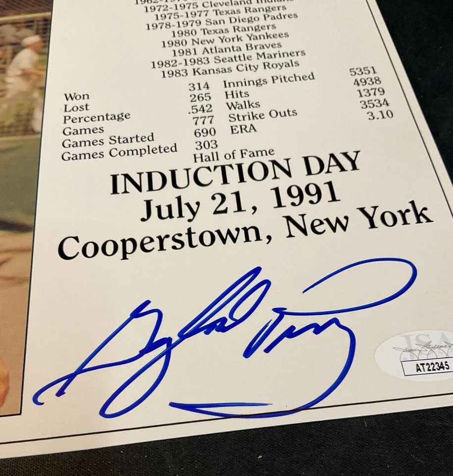 Gaylord Perry Signed Induction Card JSA Cert w/COA MLB S.F. Giants #36 HOF 1991! - Image 3 of 4