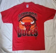Chicago Bulls 90s Logo 7 All Over Print Michael Jordan Vintage T Shirt Large