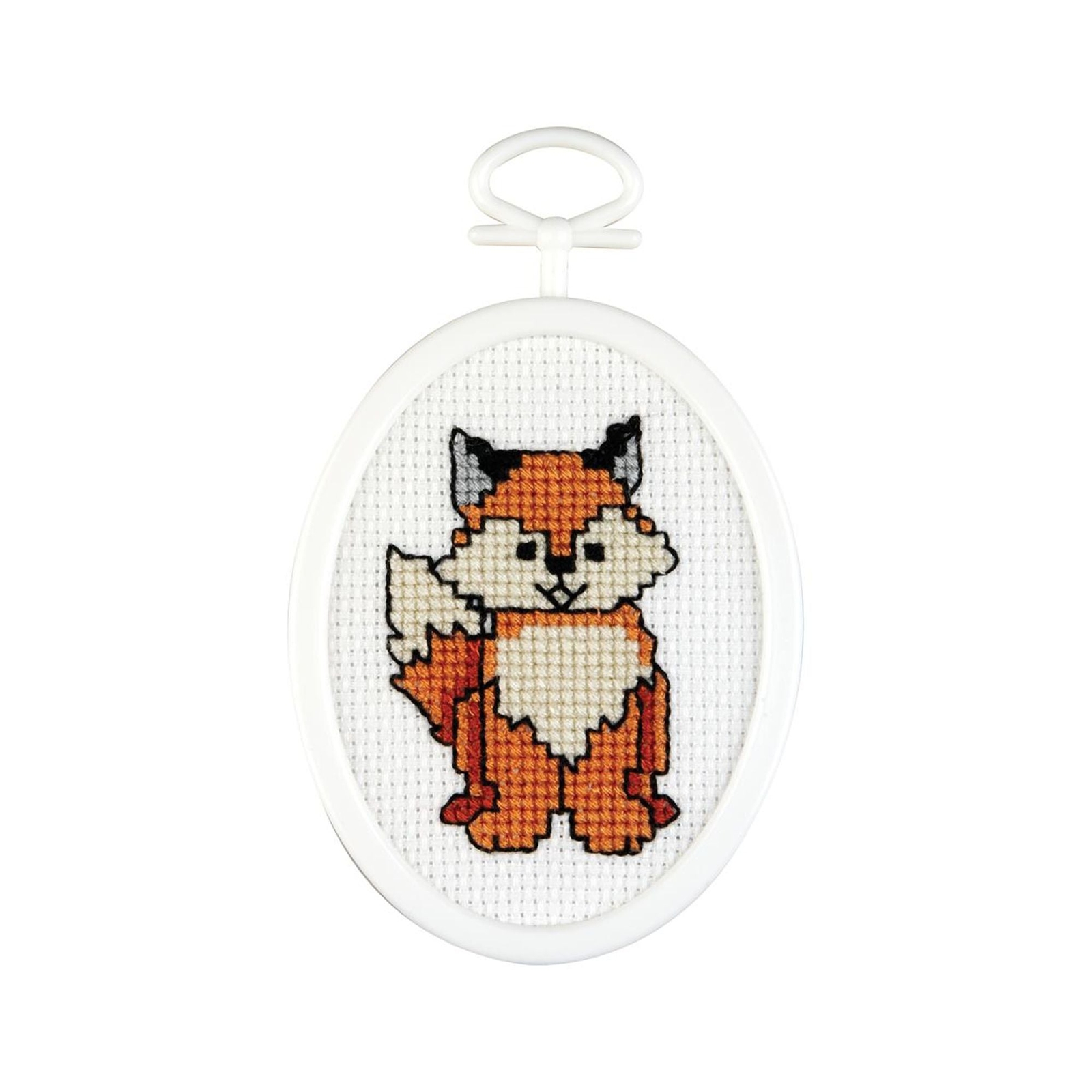 Fox Craft | Mini Counted Cross Stitch Kit - Fox - 2.75in. Oval - Fox (nm211498)