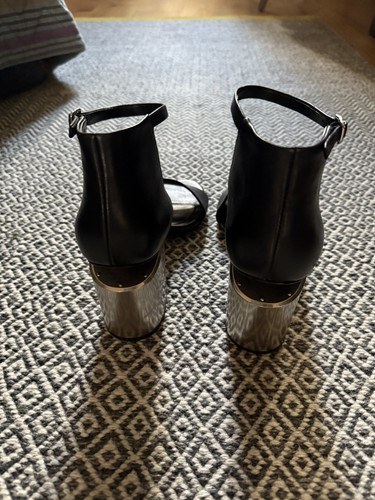 Alexander Wang Abby Black Leather Block Heel Ankle Strap Sandals Sz 39.5 UK 6.5 - Picture 16 of 24