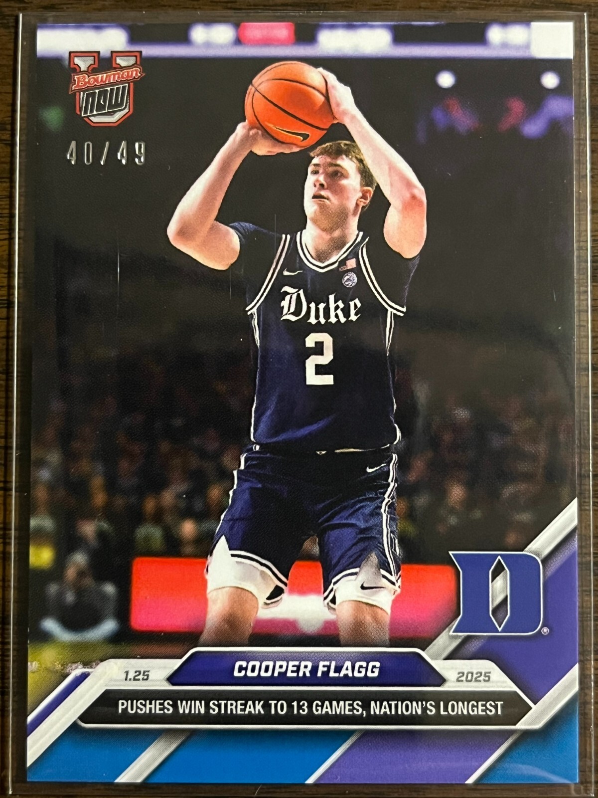 2024-25 Topps Bowman U Now NCAA #51 Cooper Flagg Duke Blue Devils BLUE 40/49