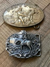Vintage RARE 1985 Bergamot Brass Works & Montauk Silver Company Belt Buckle Lot