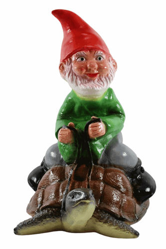 Enano de Jardín Enano Figura Sentado Sobre Tortuga de Plástico Altura 29CM - Imagen 3 de 6