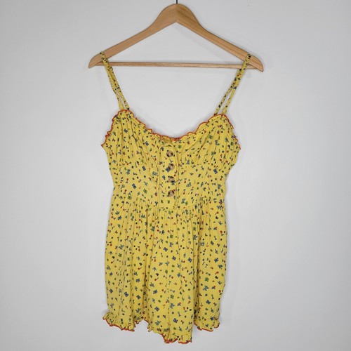 URBAN OUTFITTERS Betti Butterfly Print Yellow Romper Size S Lined Festival Boho - Picture 3 of 11