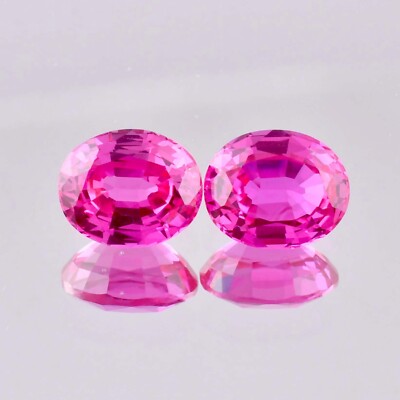 1 Pair Natural Royal Pink Ceylon Sapphire Oval Cut Loose Gemstone Certified