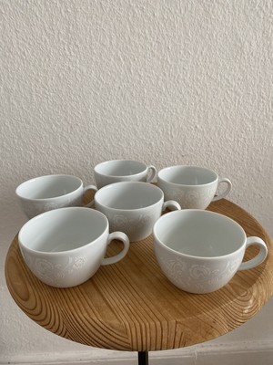Kaffeetassen 6 Stück Rosenmuster Kahla Thüringen Ostalgie DDR elfenbeinfarben