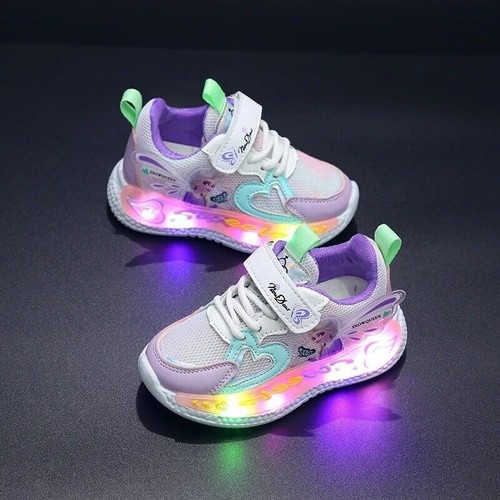 2025 Kinder Eiskönigin Schuhe Mädchen LED Anna Elsa Prinzessin Sneaker Licht UK - Bild 3 von 10