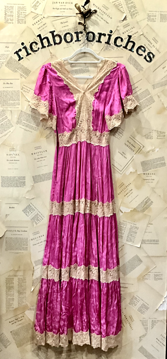 Free People Spell Ocean Gown Maxi Silky Hibiscus Pink Ivory