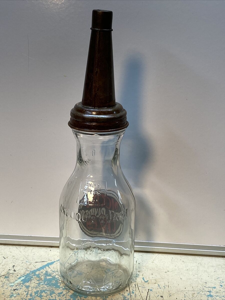 Harley Davidson Motor Oil Bottle Spout Cap Glass Vintage Harley Davidson Motor Oil Bottle Spout Cap Glass Vintage