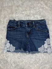 Cat Jack Girls Sz. 7/8 Lace Design Short Jean Shorts. Cute, Great Shape