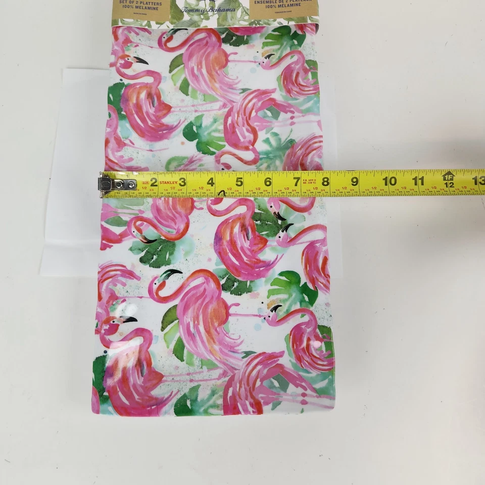 Tommy Bahama Flamingo Melamine Serving Platter Tray Set 2 Tropical 19" - Image 4 of 4