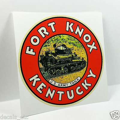 FORT KNOX KENTUCKY, Vintage Style Travel Decal, Vinyl STICKER, Luggage Label