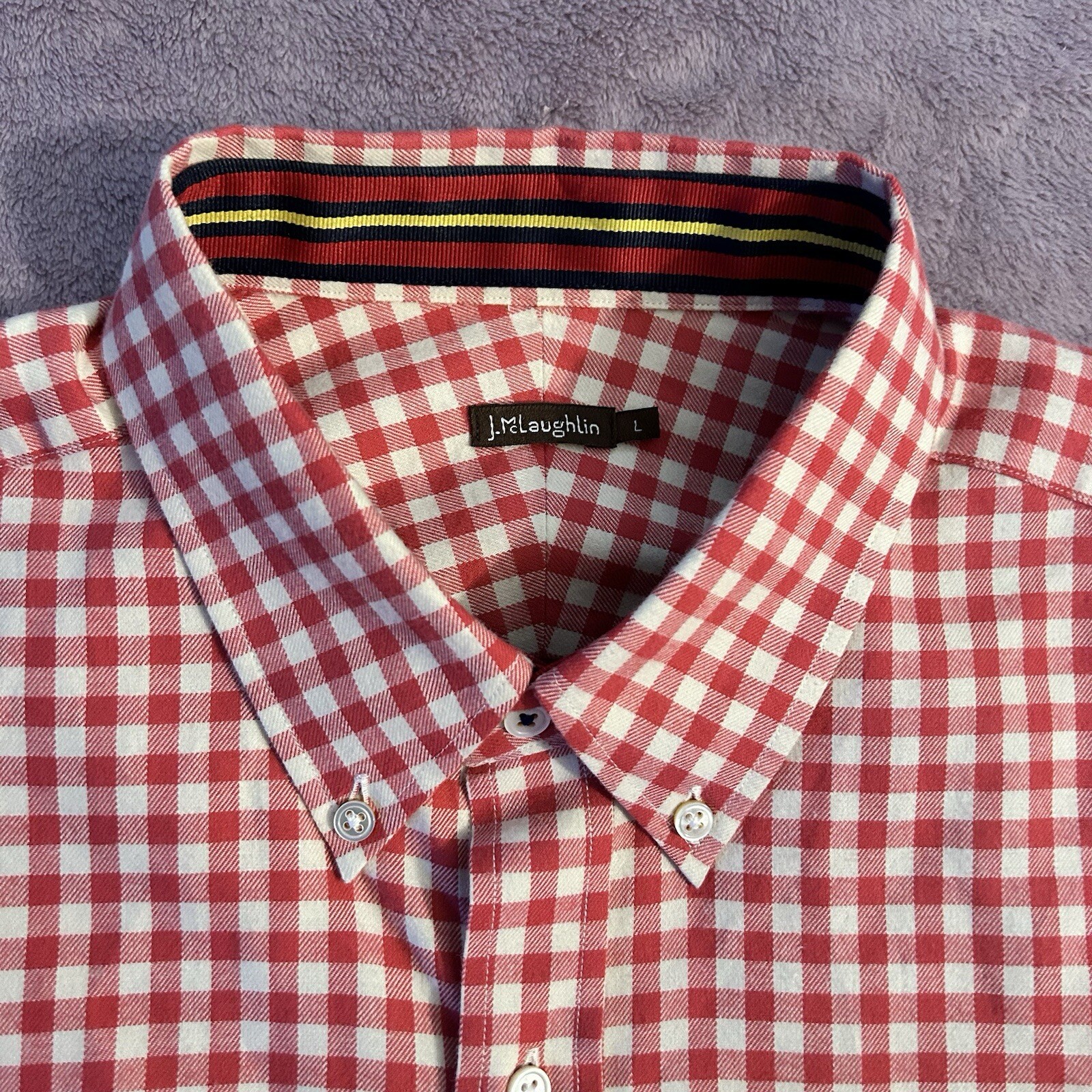 J McLaughlin Red Gingham Pattern Button Down Coll… - image 4