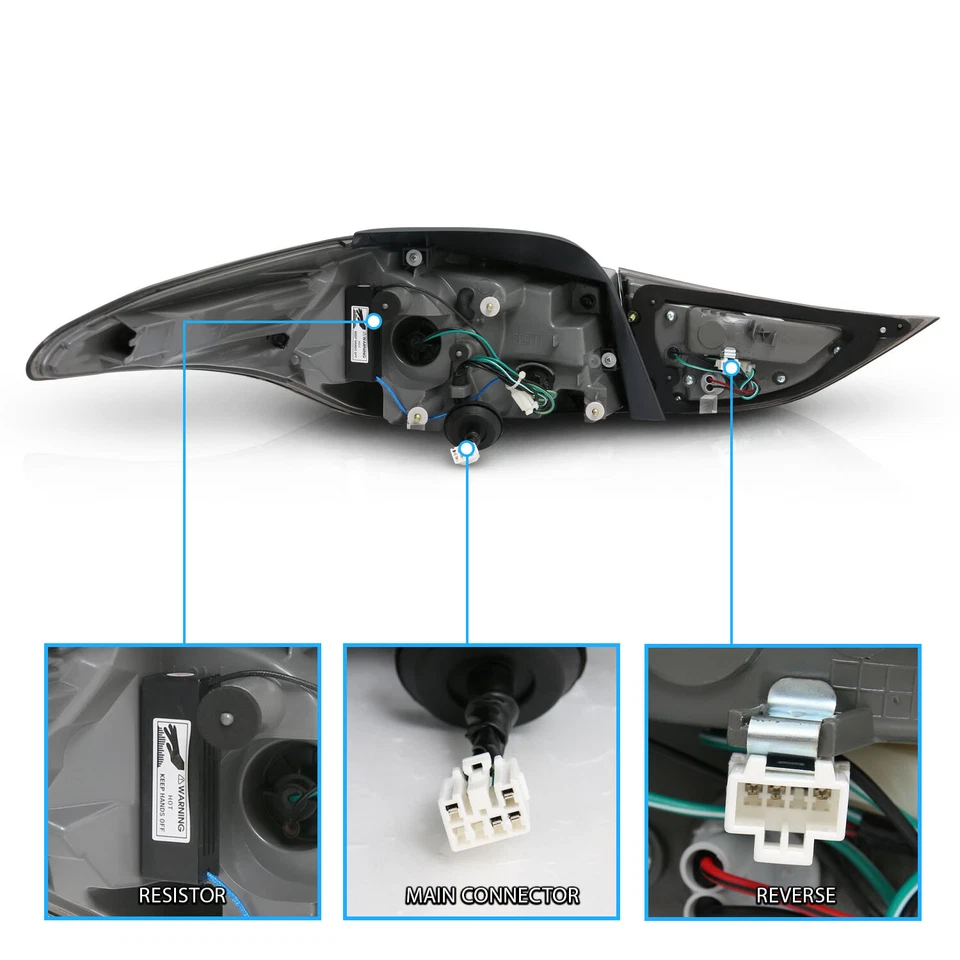 For 2011 2012 2013 Hyundai Elantra Sedan 4Dr BMW Style LED Smoke Tail lights Set - Image 3 of 4