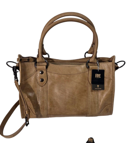 Frye Leather Melissa Satchel Handbag Crossbody Beige Leather New