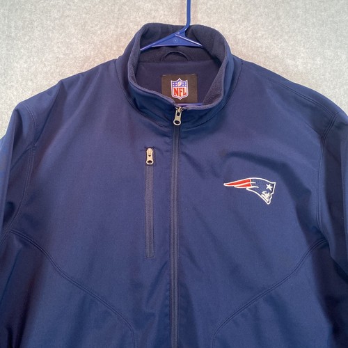 New England Patriots Jacket Mens 2XL Blue Fleece Lined Full Zip NFL Track - Picture 2 of 10