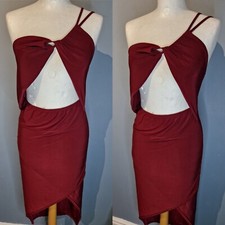 One shoulder cut out midi dress Berry