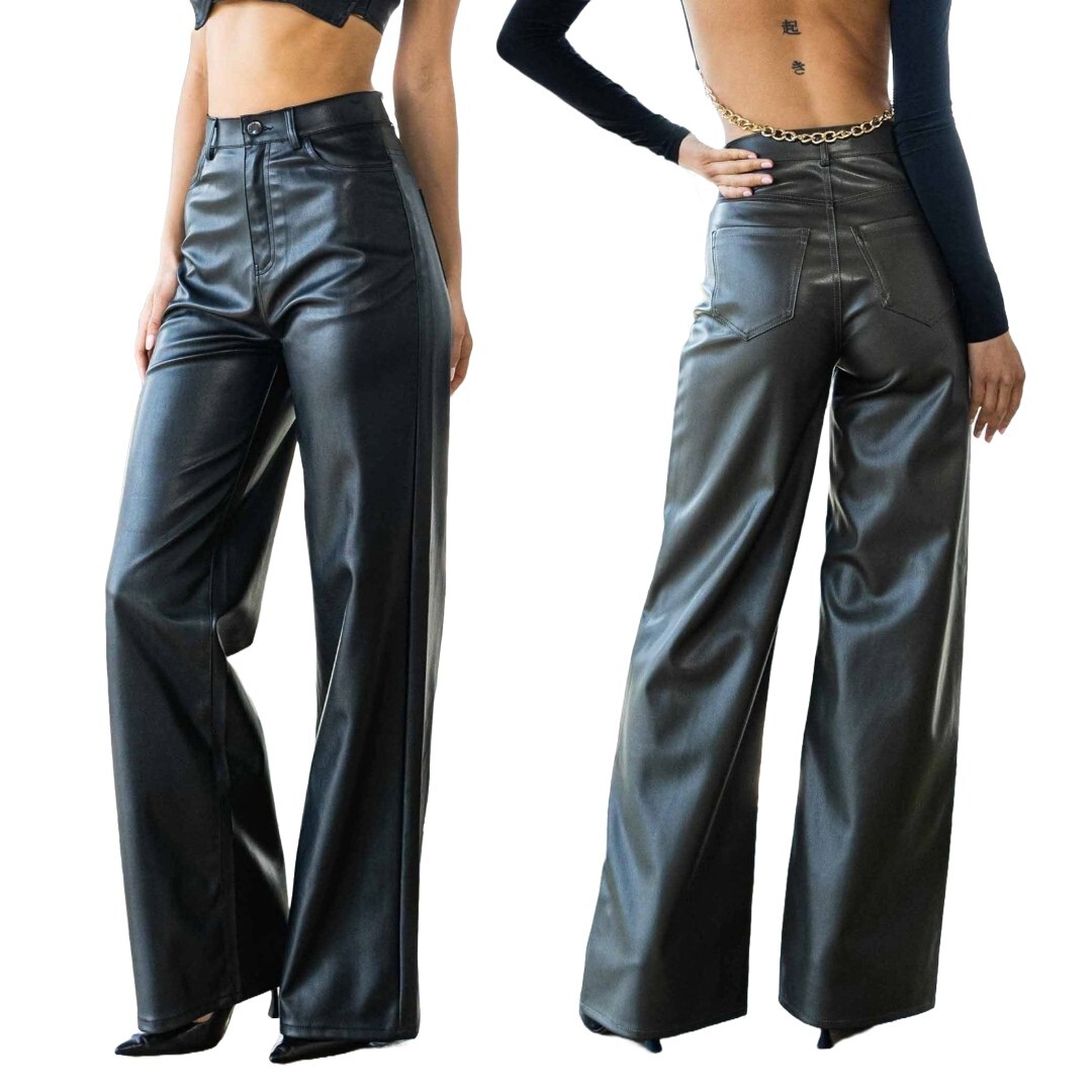 Vibrant Miu Vegan Faux Leather Pants Size 9/28 High Rise