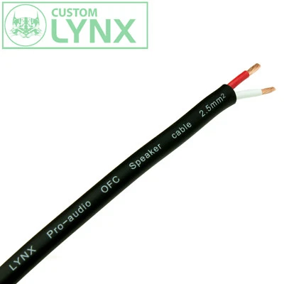 CUSTOM-LYNX Custom Lynx 2.5mm sq Twin 2 Core Round Speaker Cable. HIFI, TV, Car etc PER MT