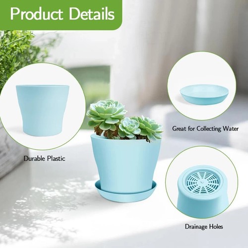 16 Pcs Small Plant Pots 3.8"Flower Succulent Planters for Indoor Plants Plastic - Picture 2 of 6