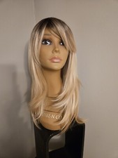 WOMEN'S BLONDE LONG BANGS STRAIGHT HAIR WIG HIGHLIGHTS LAYERED AMAZING