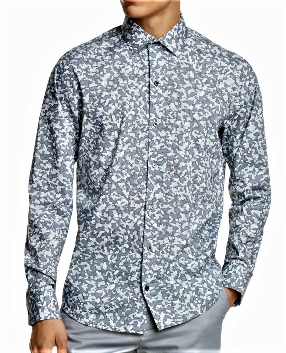 DKNY Men's White Grays CAMOFLAUGE CAMO Collared Dress Shirt SZ XXL NWT  16653325513 | eBay