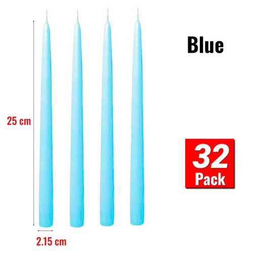 6/32 Pack Tapered Dinner Candles Colour Unscented Taper Wedding Candle 25 cm - Picture 12 of 28