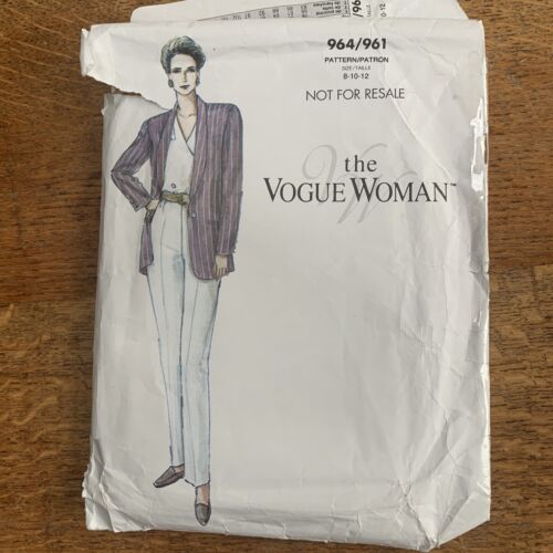 Vintage Vogue Pattern 964/961 Misses Jacket Blouse & Pants Sizes 14-16-18 UNCUT - 第 1/2 張圖片