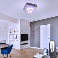 Deckenleuchte Deckenlampe Wohnzimmerlampe Chrom Deko Led Glas Satiniert L 20,5Cm
