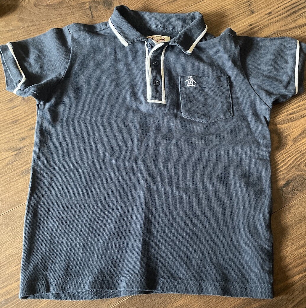Boys navy Original Penguin polo shirt age 6-7 good used condition