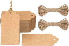 G2PLUS Kraft Paper Gift Tags with String,100PCS Blank Gift 2'' x 4'' 