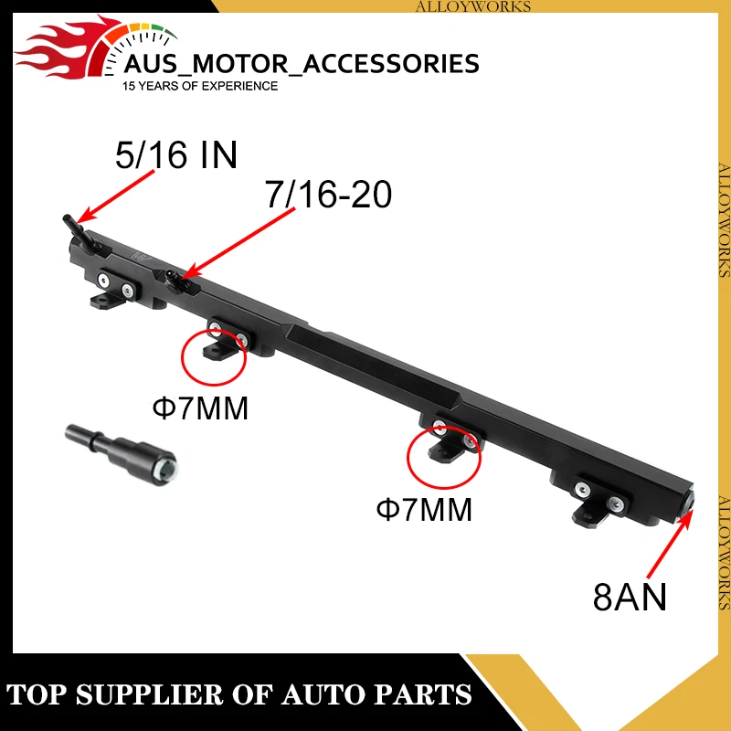 Black Billet Aluminum Fuel Rail For 97 98-2001 Jeep Wrangler TJ Cherokee XJ 4.0L - Image 2 of 4