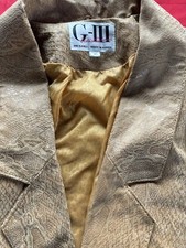 G-iii Vintage 80s Embossed Leather Trim Cropped Suede Jacket Size M