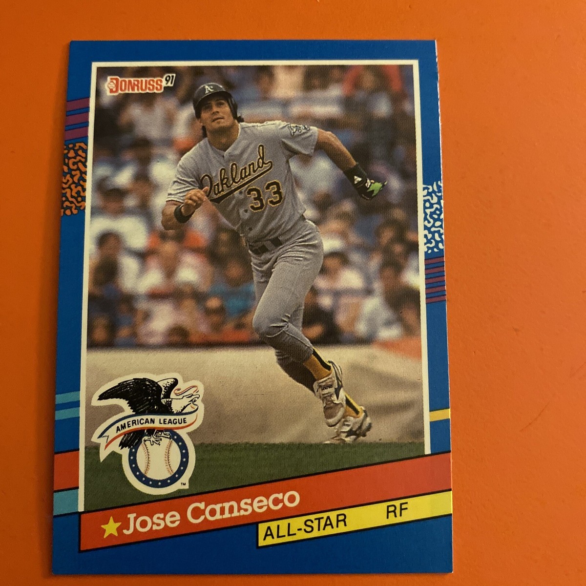 STATS ERROR ~ 1990 Leaf Jose Canseco #50 All Star Rookie Baseball