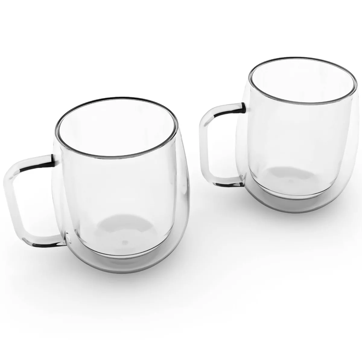 4 8oz Double Wall Tea Coffee Mugs, Thermal Insulated Glass Modern