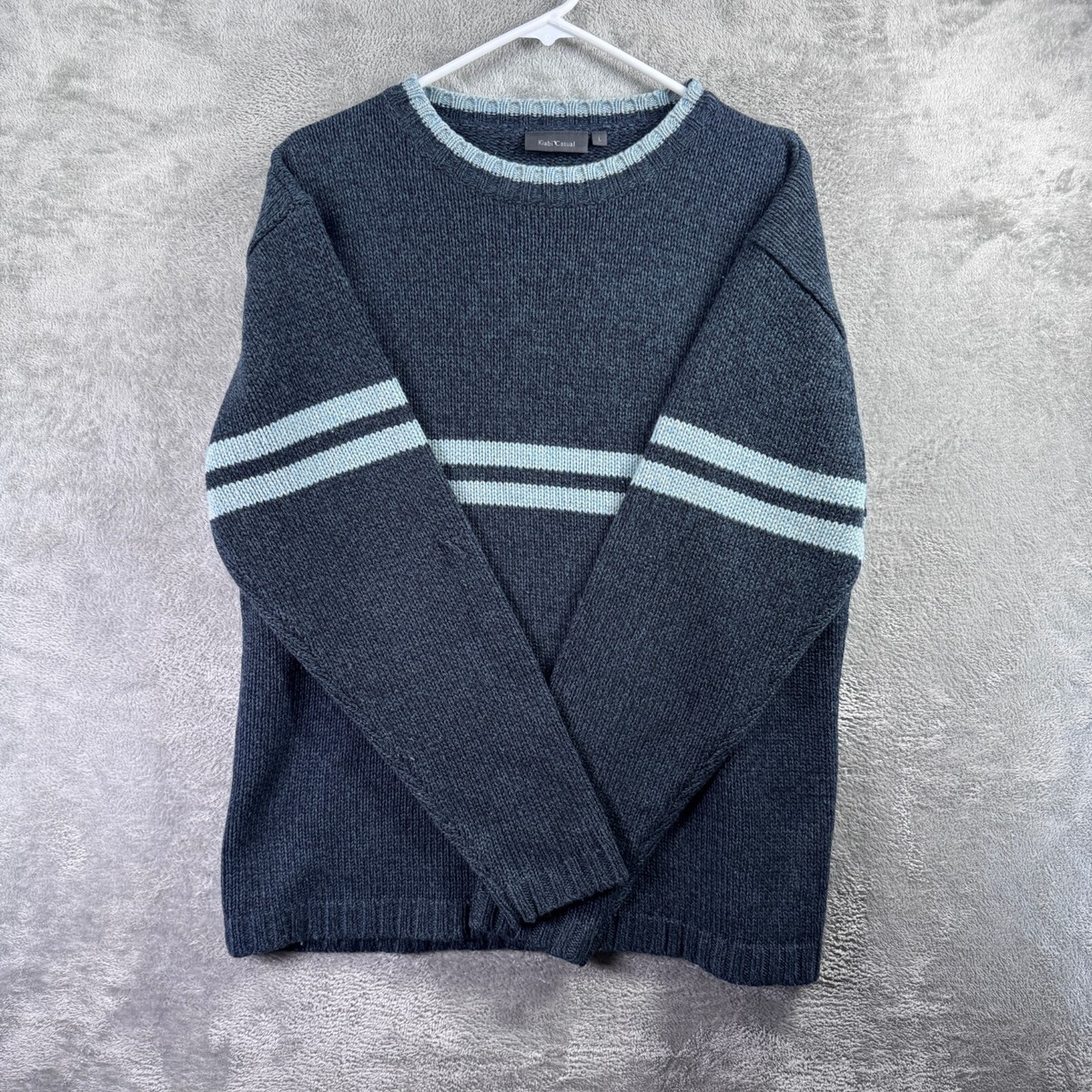 Kiabi Casual Sweater Men's Size Large Blue Striped Warm Kiabi Casual Sweater Men's Size Large Blue Striped Warm