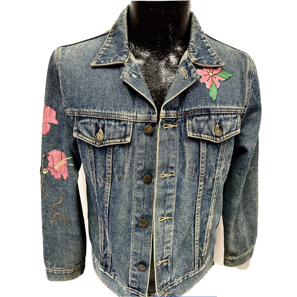 复古 80 年代 Cosmic Kawaii FAIRY KEI 蓝色 Jean Painted SPANK Cosplay 动漫夹克 — 第 2/4 张图片