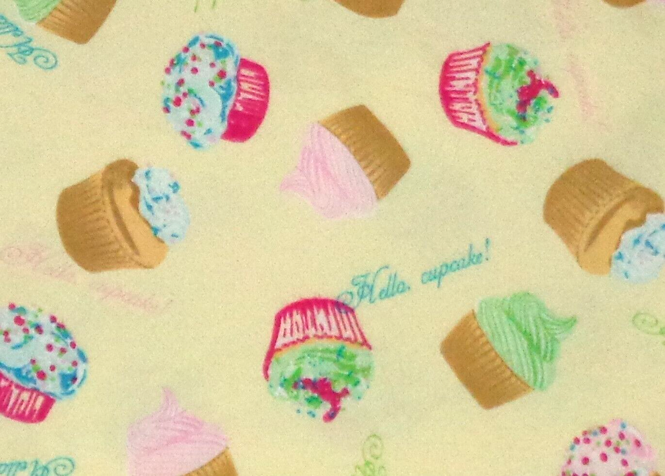 Colorful Hello Cupcake Flannel Fabric - 1.5 Yards-image
