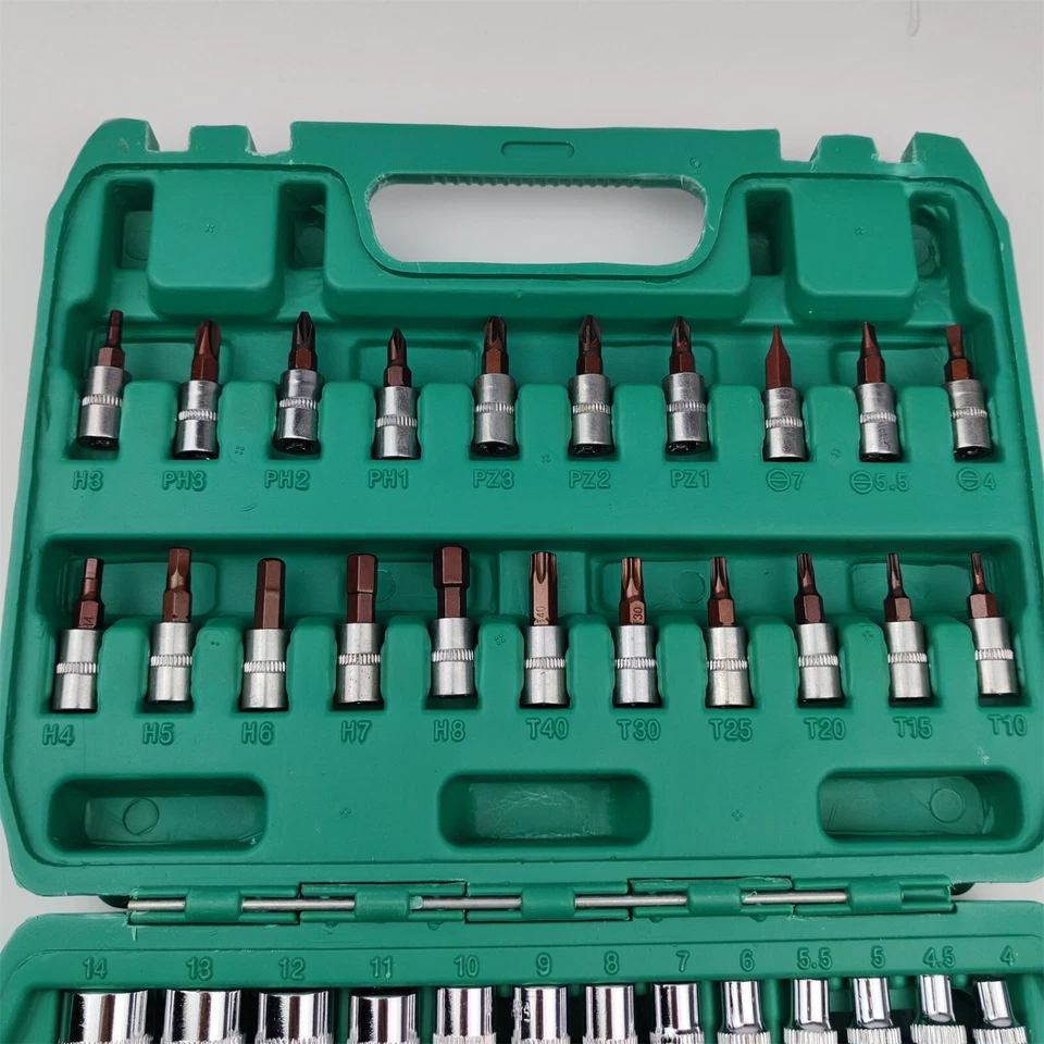 46pcs 1/4 inch Drive Socket Ratchet Wrench Set,Metric Car Repair Socket Wrench - Image 3 of 4