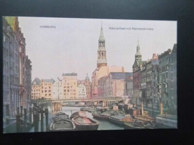 Hamburg postcard reprint 1973 HA Slg Lachmund Nikolaifleet Reimersbrücke