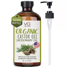 VITAL AFFAIR Organic Castor Oil With Rosemary 8 Fl Oz Pack of 1 , Gold
