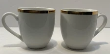 Williams Sonoma Brasserie Demitasse Cups Gold Trim Japan Porcelain Set of 2
