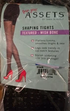 NWT Spanx Love Your  Assets Shaping Tights Black Textured Wishbone  Sz 2