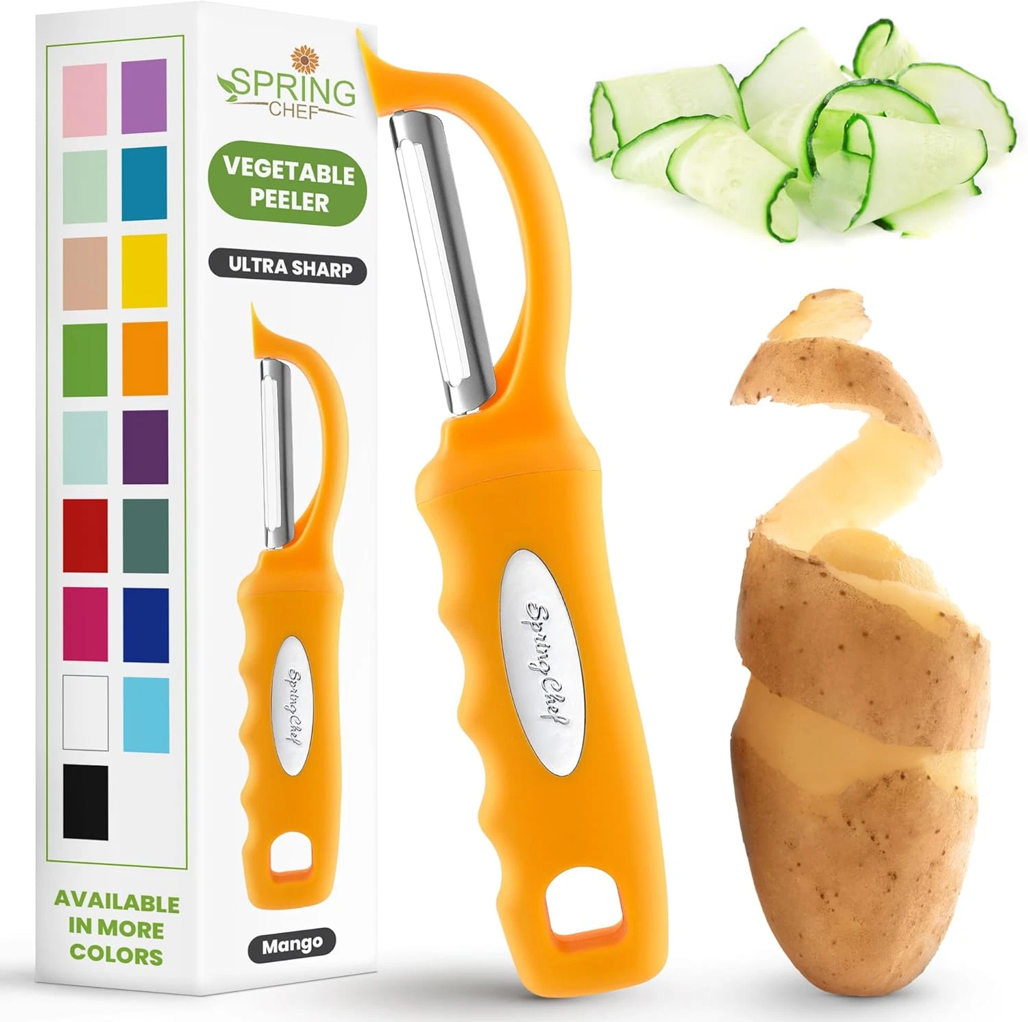 Premium Swivel Vegetable Peeler, Soft Grip Handle & Ultra Sharp Stainless Blades