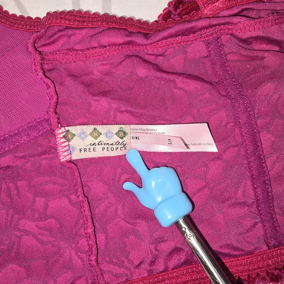 Free People Intimately Bralette Magenta Floral Velvet Size S Adjustable Straps - Image 3 of 4