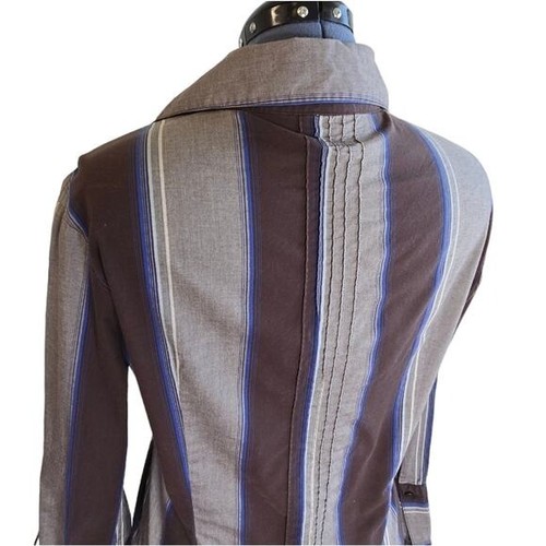 Ben Sherman brown blue vertical stripe y2k button down shirt Large - Picture 3 of 11