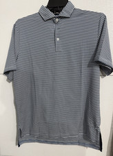 RLX Ralph Lauren Men's SZ M Classic Fit Blue WhiteStripe Performance Polo Shirt