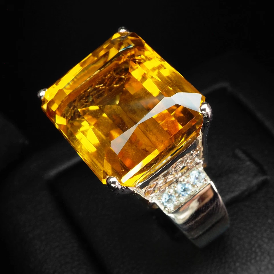 Fabuloso anillo de oro rosa de plata de ley 925 citrino de oro amarillo de 24,10 quilates talla 6 Foto 4 de 4